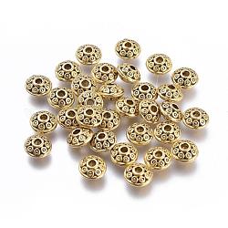 Séparateurs perles en alliage de style tibétain, Toupie, Or antique, sans plomb et sans cadmium et sans nickel, 6.5x3.5mm, Trou: 2mm