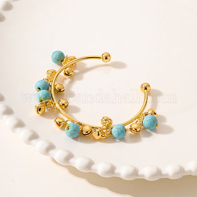 Grosshandel Goldenes Element Glocke synthetisches trkisfarbenes  Manschettenarmband fr die tgliche Party der Frauen - De.PandaHall.com