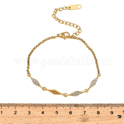 Armbänder aus Edelstahl 304 mit Pavé-Fassung und klaren Zirkonia für Damen&nbsp;SA-CBAABBA-07B-G-1