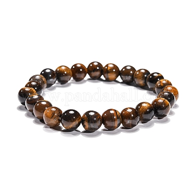Bracciali di perline occhio stirata tigre naturale&nbsp;B072-7-1