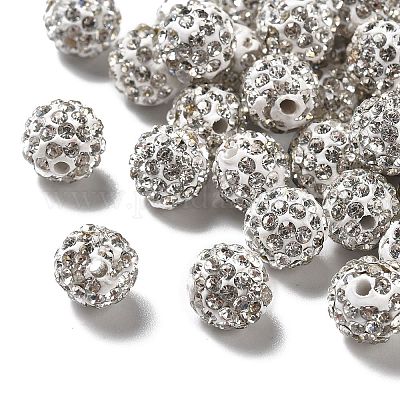Polymer Clay Rhinestone Beads, Grade A, Round, Pave Disco Ball Beads, Mixed  Color, 8x7.5mm, Hole: 1mm