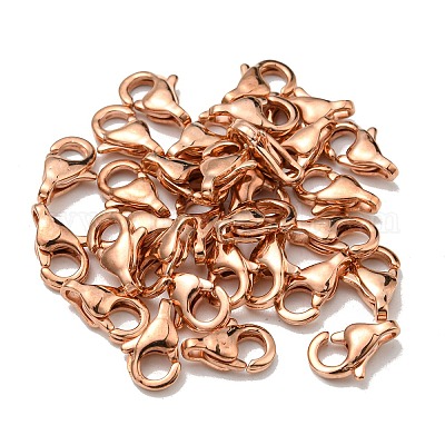 316 Stainless Steel Lobster Claw Clasps, Grade A, Rose Gold, 11x7mm