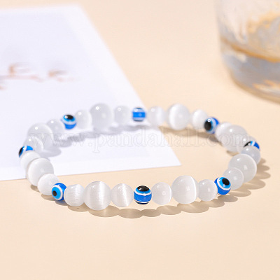 Stretcharmband aus Opalit und bösem Blick&nbsp;CM5501-1-1
