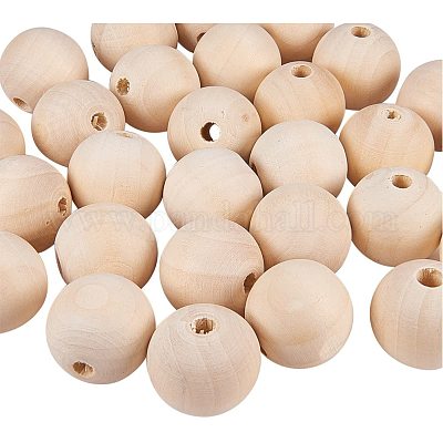 PH PandaHall 100pcs Wooden Beads 25mm Natural Wood Bead Unfinished Wooden  Loose Beads Large Wood Beads for Christmas Tree Wreath Bracelet Pendants  DIY
