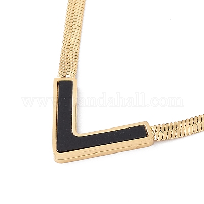 Alphabet V Necklace in Brass with Gold finish