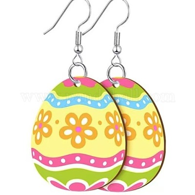 Pendientes colgantes de acrílico con estampado de Pascua&nbsp;FS-WG616F7-01-1
