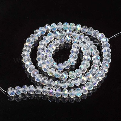 Transparent Glass Crystal Beads, AB Crystal, Faceted Rondelle, 4mm 6mm 8mm,  Priced 10strands