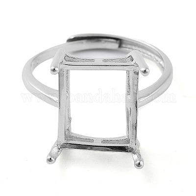 925 anello solitario in argento sterling regolabile rettangolare&nbsp;STER-G042-11P-1