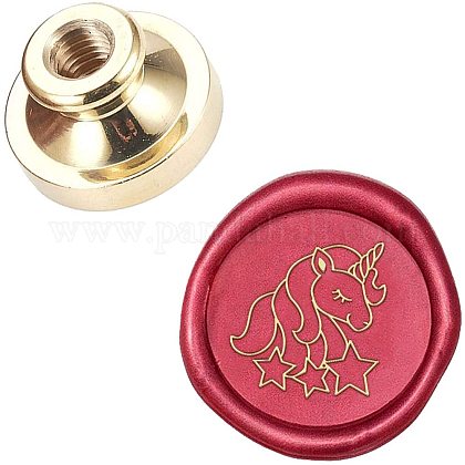 CRASPIRE Wax Seal Stamp Head Unicorn Removable Sealing Brass Stamp Head 25mm for Creative Gift Envelopes Invitations Cards Decoration AJEW-WH0099-253-1