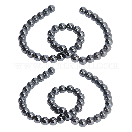 Round Non-magnetic Synthetic Hematite Beads Strands G-PH0012-01-10mm-1