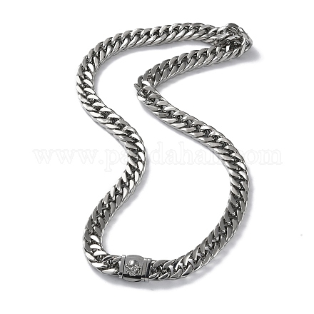 304 collares de cadena de eslabones cubanos de acero inoxidable con cierres de calavera. NJEW-P288-22P-1