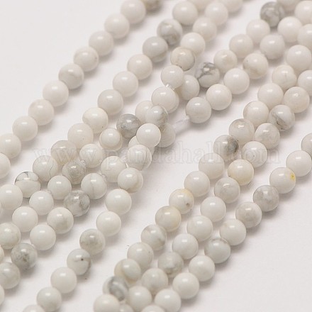 Howlite naturelle chapelets de perles rondes X-G-A130-3mm-L02-1