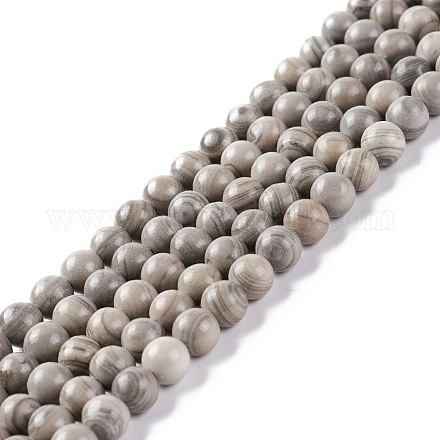 Natürliche Silber Linie Jaspis Perlen Stränge G-P451-03B-A-1