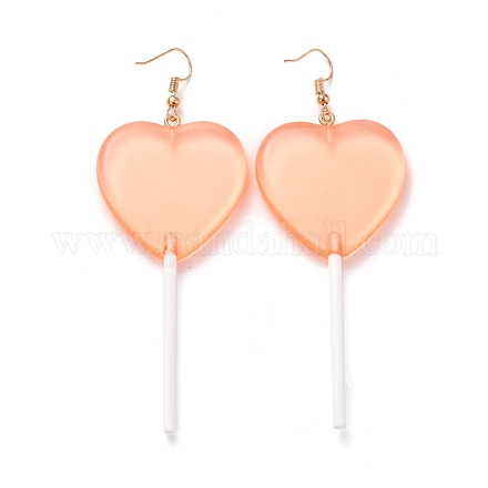 Transparent Heart-shape Lollipop Dangle Earrings for Women EJEW-Z015-05B-1
