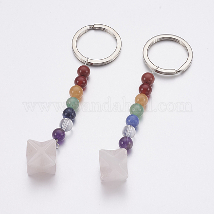 Porte-clés chakra quartz rose naturel KEYC-P040-A11-1