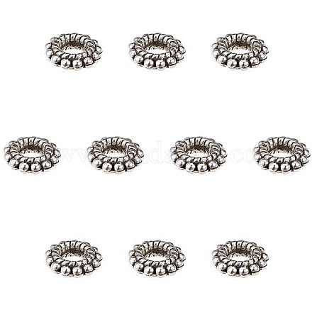 PandaHall 200pcs Large Hole Spacer Beads Tibetan Alloy Antique Silver Donut Rondelle Jewelry Spacers for Bracelet Jewelry Making TIBEB-PH0004-55-1