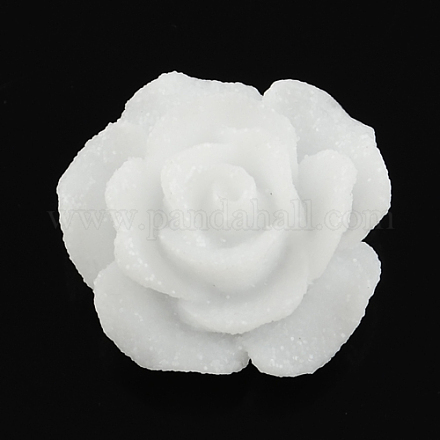 樹脂カボション  艶消し  花バラ  ホワイト  20x20x10mm X-CRES-S207-01-1