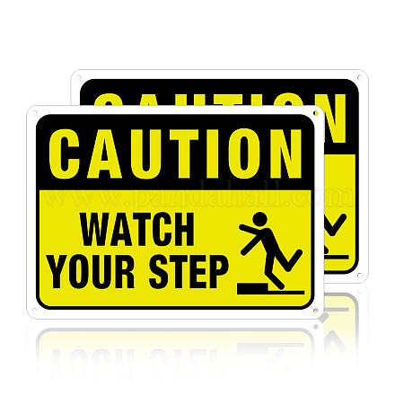 GLOBLELAND 2 Pack Watch Your Step Caution Sign AJEW-GL0001-01B-07-1