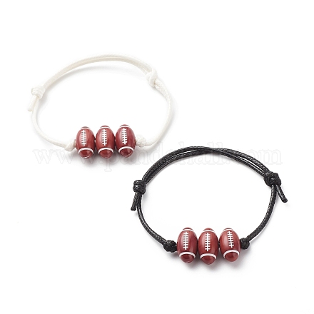 2pcs 2 couleurs bracelet en perles acryliques sur le thème du sport BJEW-JB08558-04-1