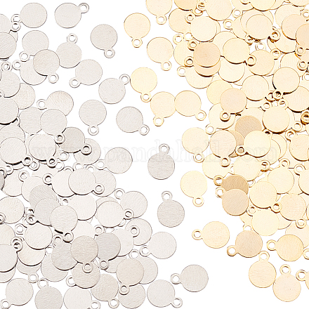 DICOSMETIC 200Pcs 2 Colors Flat Round Charm Golden Disc Charm Message Word Tag Pendant Stamping Blanks Charm Stainless Steel Charm Dangle Charm Supplies for Jewelry Making Craft STAS-DC0012-56-1