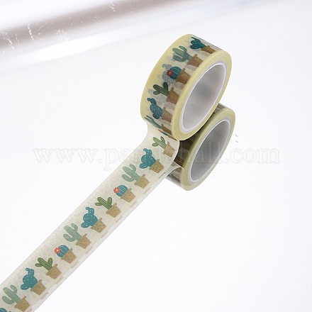 DIYスクラップブック装飾紙テープ  マスキングテープ  サボテン  きいろ  15mm  5m /ロール（5.46ヤード/ロール） DIY-F016-P-07-1