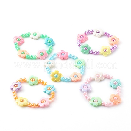 Bracelets extensibles en plastique et acrylique pour enfants BJEW-JB06222-1