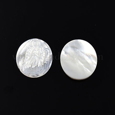 Cabuchones de conchas blancas naturales SSHEL-N034-138-1
