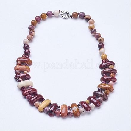 Натуральный mookaite бисерные ожерелья NJEW-G920-02-1
