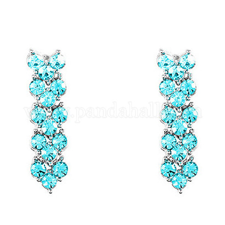 18K Real Platinum Plated Alloy Austrian Crystal Cluster Stud Earrings EJEW-DD0001-38B-1