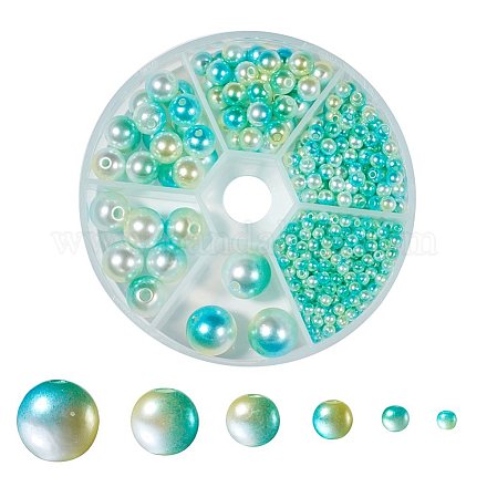 Perles en plastique imitation perles arc-en-abs OACR-YW0001-03C-1
