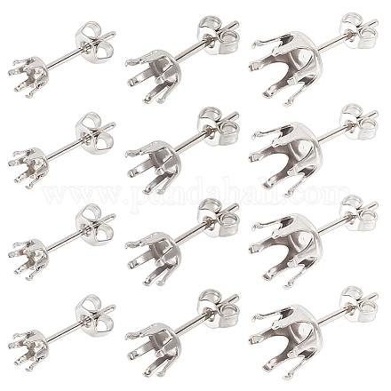 SUNNYCLUE 1 Box 90Pcs Prong Earring Setting 304 Stainless Steel Earring Posts Prong Earring Blanks Beads Rhinestone Claw Earring Component for Jewelry Making Women Adults DIY Stud Earrings Crafts STAS-SC0004-85-1