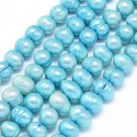 Fili di perle di perle d'acqua dolce coltivate naturali PEAR-G004-10-01-1