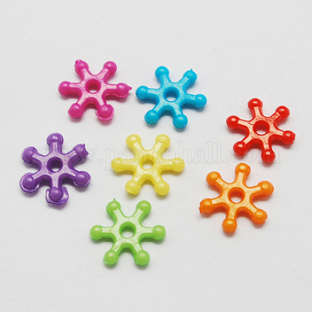Mixed Color Frosted Acrylic Snowflake Beads X-MACR-S686-M-1