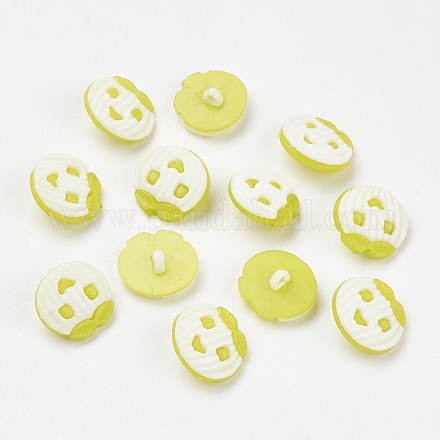 アクリルリンゴシャンクボタン  1穴  染め  黄緑  17x16x3mm  穴：2.5mm X-BUTT-E042-07-1