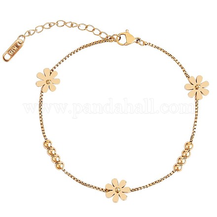 Titanium Steel Daisy Flowers Ankle with Box Chains for Women JA196B-1