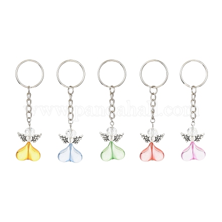 Porte-clés en acrylique et alliage coeur ange KEYC-JKC00583-01-1