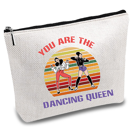 CREATCABIN Musical Comedy Canvas Makeup Bags Dancing Queen Cosmetic Bag Multi-Purpose Pen Case with Zipper Travel Toiletry Bag for Keys Lipstick Card Women Pencil Case Gift Thanksgiving 10 x 7Inch ABAG-WH0029-052-1