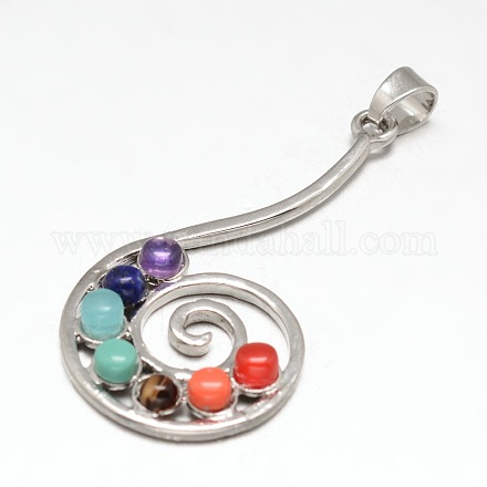 Chakra Jewelry Brass Gemstone Vortex Pendants KK-J298-18-NR-1