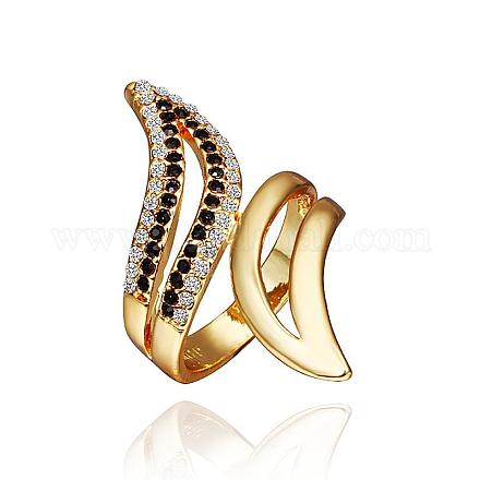 女性のための素晴らしいスズ合金チェコラインストーンの指輪  ゴールドカラー  usサイズ8（18.1mm） RJEW-BB14165-A-8G-1