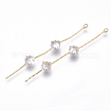 Brass Micro Cubic Zirconia Chain Tassel Big Pendants KK-N231-32-NF-1