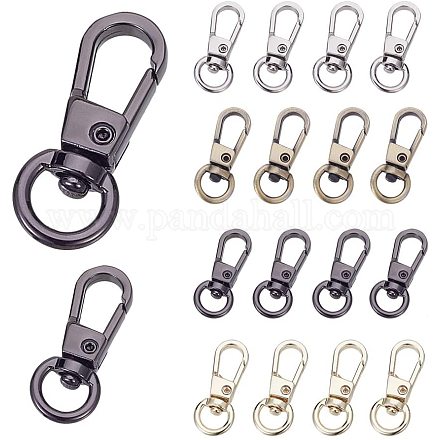 PandaHall 24 pcs 4 Colors Alloy Swivel Trigger Lobster Claw Clasps 360°Swivel Trigger Snap Hooks for Keychain Key Rings Jewelry Finding Making Handbag Chain Buckles Bag Belting Connector PALLOY-PH0005-78-1