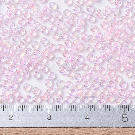 MIYUKIラウンドロカイユビーズ  日本製シードビーズ  （rr272)ピンクの裏地付きクリスタルab  11/0  2x1.3mm  穴：0.8mm  約5500個/50g SEED-X0054-RR0272-1