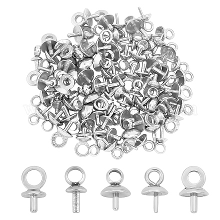 Unicraftale 100 pièces 5 style 304 tasse en acier inoxydable perle cheville bails broche pendentifs STAS-UN0021-09P-1