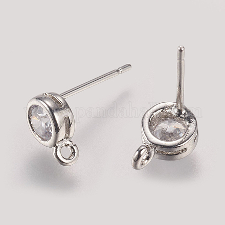 Accessoires de clous d'oreilles en laiton avec zircone cubique X-KK-P085-06P-NR-1