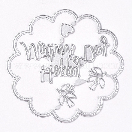 金属切削フレームダイスステンシル  DIYスクラップブッキング/フォトアルバム用  装飾的なエンボス印刷紙のカード  幸せな母の日という言葉で花します。  マットプラチナカラー  100x0.8mm DIY-I023-08-1