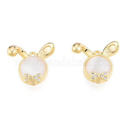 Brass Micro Pave Clear Cubic Zirconia Charms KK-N231-398-1