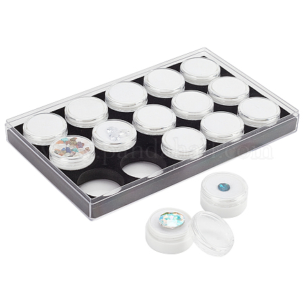 15 Stück runde Acryl-Aufbewahrungsbox-Sets mit losen Diamanten VBOX-WH0005-07-1