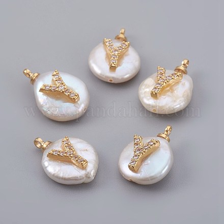 Natural Cultured Freshwater Pearl Pendants PEAR-F008-30G-Y-1