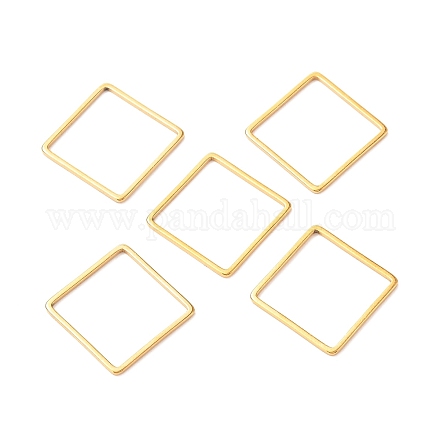 201ステンレス鋼フレームコネクター  正方形  ゴールドカラー  15.5x15.5x1mm X-STAS-C030-08B-G-1