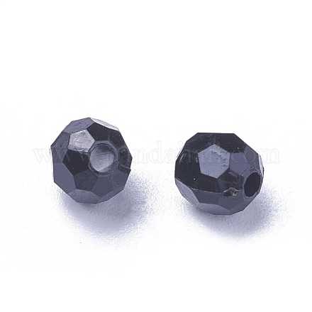 Perles rondes solide acrylique bubblegum trapu facettes X-PLR6MM01-1